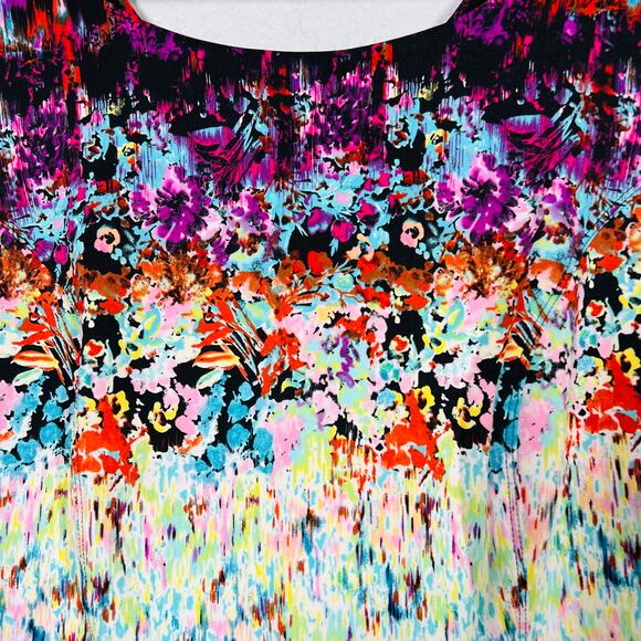 Cynthia Rowley Stretch Fit & Flare Dress Mod Floral Print Bright Scoop - 10 - Picture 4 of 4
